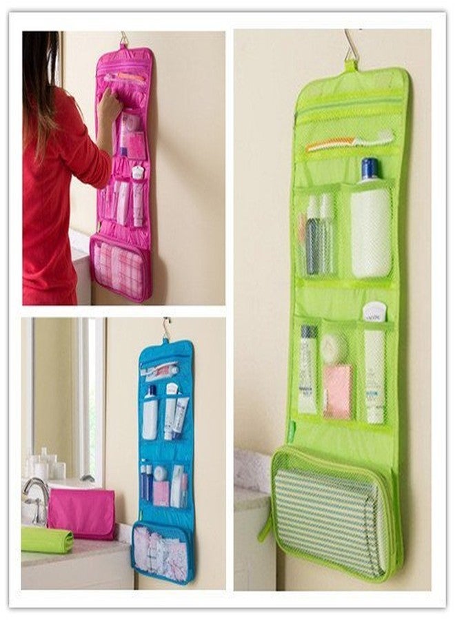 SEVIA Toiletry Bag - Organize Your Toiletries/Cosmetics Into 5 Pocket Foldable Polyester Wall Hanging Storage Bag Closet Organizer Pouch with Hangers Holder - Bathroom Organizers (Multi Color) - Image 3